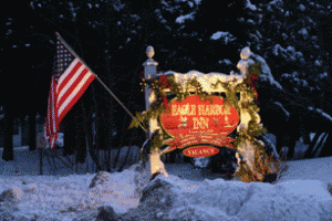 Eagle Harbor Inn winter sign 1
